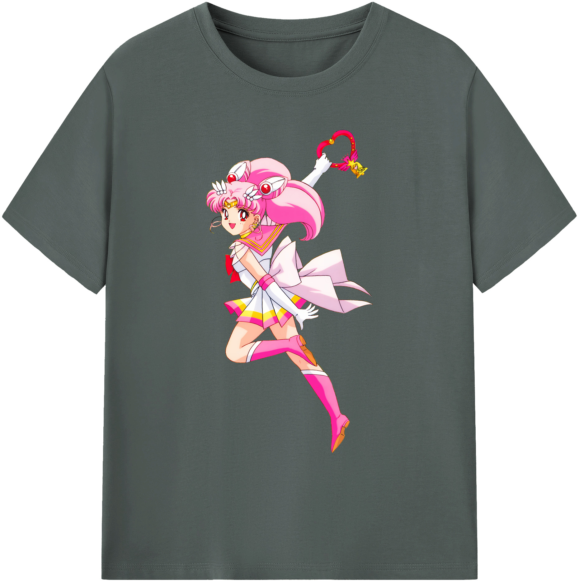 （画像用） 美少女戦士セーラームーン ちびうさ Sailor Moon Chibiusa Tsukino Usagi Small Lady Serenity 綿100％ メンズ半袖Tシャツ｜肌触りやわらか＆通気性